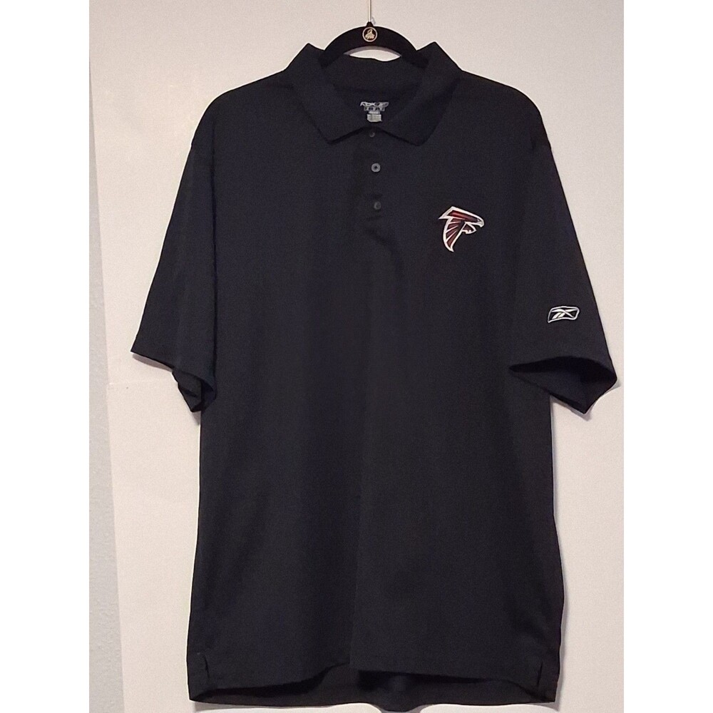 Vintage Reebok NFL Atlanta Falcons Black Polo Shirt Mens xl Embroidered Y2K